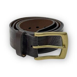 Wrangler Western Leather Embossed Cowboy Bald Eagle Brown Belt Men’s Size 40